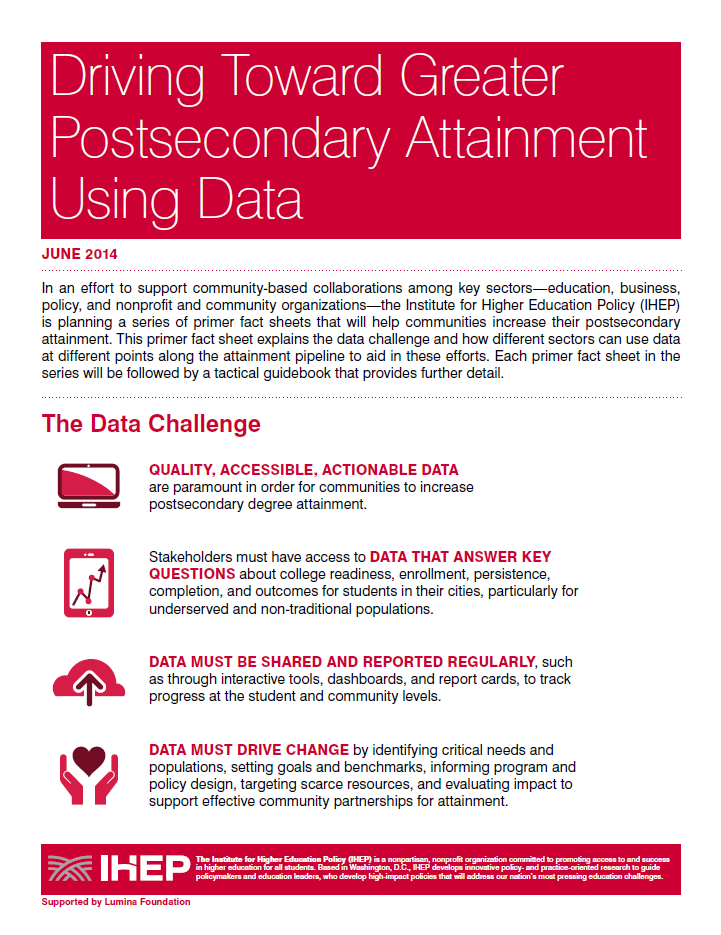 Driving Toward Greater Postsecondary Attainment Using Data (A “CPA” Tactical Guidebook)