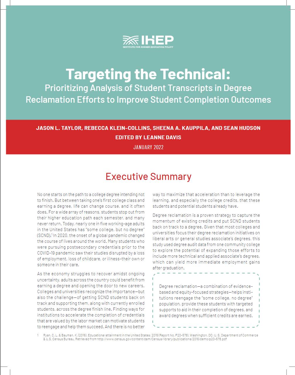 Targeting the Technical: Prioritizing Analysis of Student Transcripts in Degree Reclamation Efforts to Improve Student Completion Outcomes